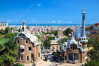 Park Guell, view on Barcelona