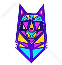 Geometric multicolored wolf or dog
