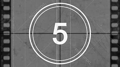 Retro film countdown. Old film effect with lines and scratches