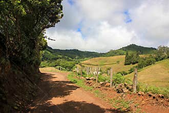 Landscape on Santa Maria island, travel destination in Portugal, Azores islands.