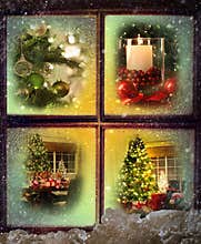 Vignettes of Christmas scenes