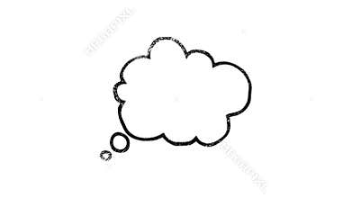 Thinking cartoon cloud bubble sketch doodles being animated. Hand-drawn moving scribble on white background