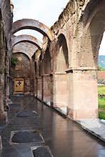Arches of Odzun church, in Lori Province, Armenia