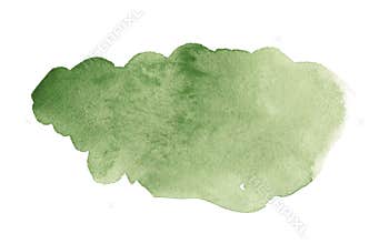 Olive green watercolor isolated abstract spot with divorces and borders
