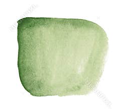 Olive green watercolor isolated abstract spot with divorces and borders