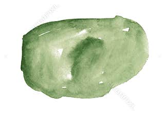Olive green watercolor isolated abstract spot with divorces and borders