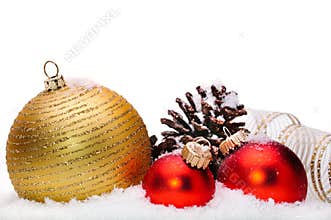 Close up of decorative Christmas ornaments