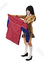 Chinese school girl with ugly uniform.