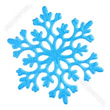 Single blue snowflake on white