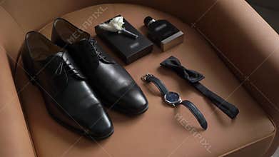 Men clothing, accessories of groom wedding day