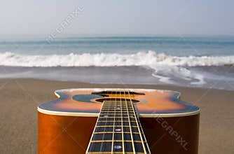 Guitar and sea