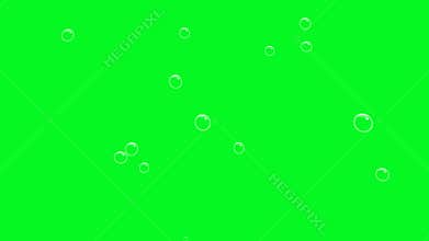 Soap bubbles rising on the screen with green background - Chroma Key. Animation of bubbles across the screen in Full HD, 1920 x