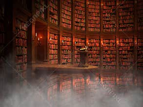Fantasy Library Background, Books, Shelves