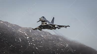 NATO military jet fighter on a low level patrol sortie