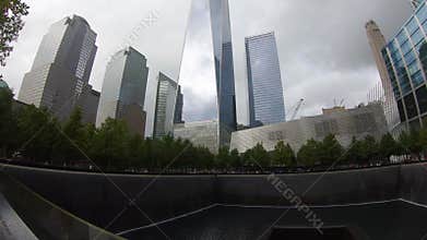 9 11 Memorial Museum and One World Trade Center skyscraper in New York