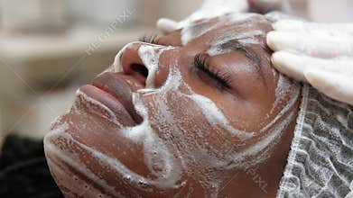 cosmetology procedure facial cleansing woman face