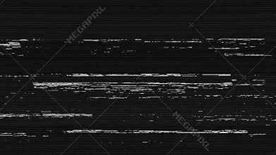Analog Abstract Digital Animation. VHS glitches and static noise background. Black and white screen. Turn off the TV
