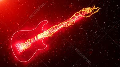 Fire guitar plays an energetic musical rhythm