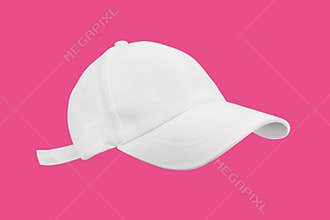 White sport cap mockup isolated on pink background