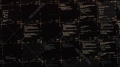 Hacking code animation on lack abstract computer monitor. Animation. Cyber crime and modern technologies, concept of