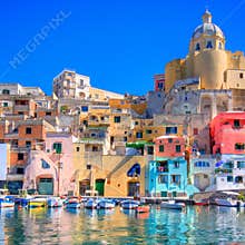 Italian sea coast, procida, naples
