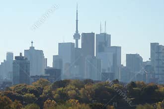 Toronto cityscape visible from downtown Riverdale Park
