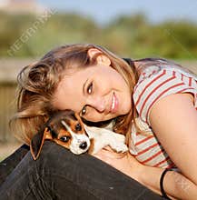 Woman and dog