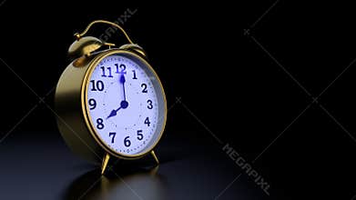 Time goes by on classic alarm clock at twilight time
