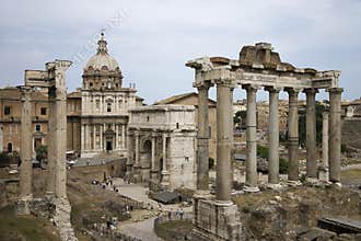 Roman Forum ruins in Italy.