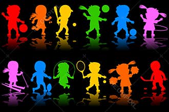 Colorful Kids Silhouettes [1]
