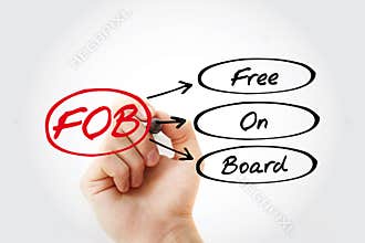 FOB - Free On Board acronym with marker, business concept background