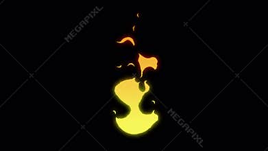 Fire 2D fx animation with alpha channel.Cartoon Fire frame by frame.Stylized fire animate.