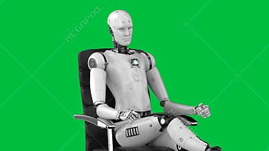 Robot sit on office chair