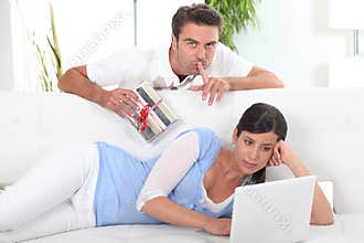Man with a gift for his girlfriend