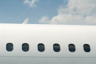 Windows of an airplane outside