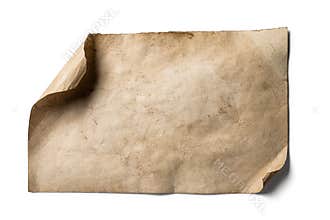 Old paper with curled edges isolated on white