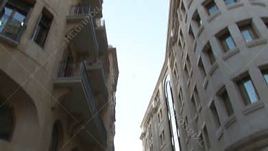 Small streets and buildings with shops and cafes in Beirut. City in the Middle East