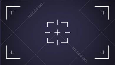 Animation of a rectangular white scope and central crosshair pulsating on a black background