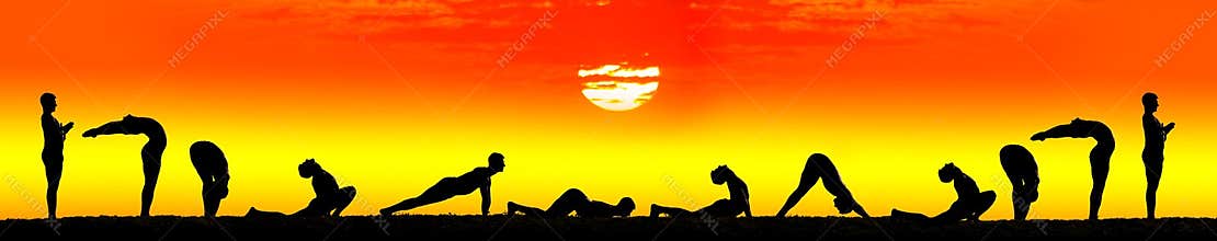 Steps of Yoga surya namaskar sun salutation