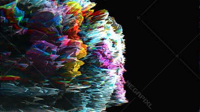 Futuristic animated abstract geometry background with glitch effect. Crypto art. Digital art. Looped motion graphic