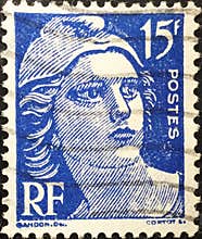 French stamp with Marianne