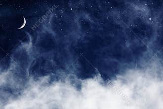 Blue Clouds and Moon