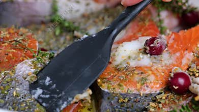 Salmon grease with coconut oil, slow motion