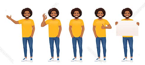 Young african man in casual clothes set