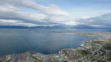 Aerial view of Ushuaia capital of Tierra del Fuego. Argentina.