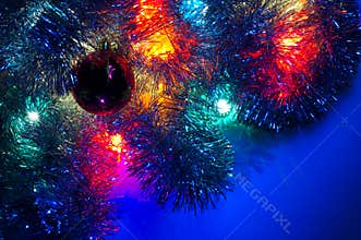 Christmas various lights background blue dominant
