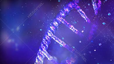 Damaged DNA strand model in three-dimensional space.