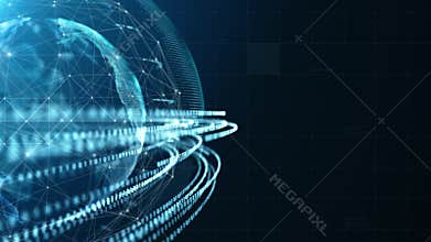 Technology Network Data Connection, Digital Data Network and Cyber Security, Futuristic Global and Social Network Connection