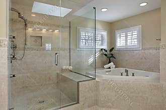 Master bath with glass shower