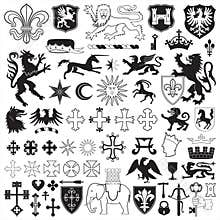 Heraldic symbols and crosses